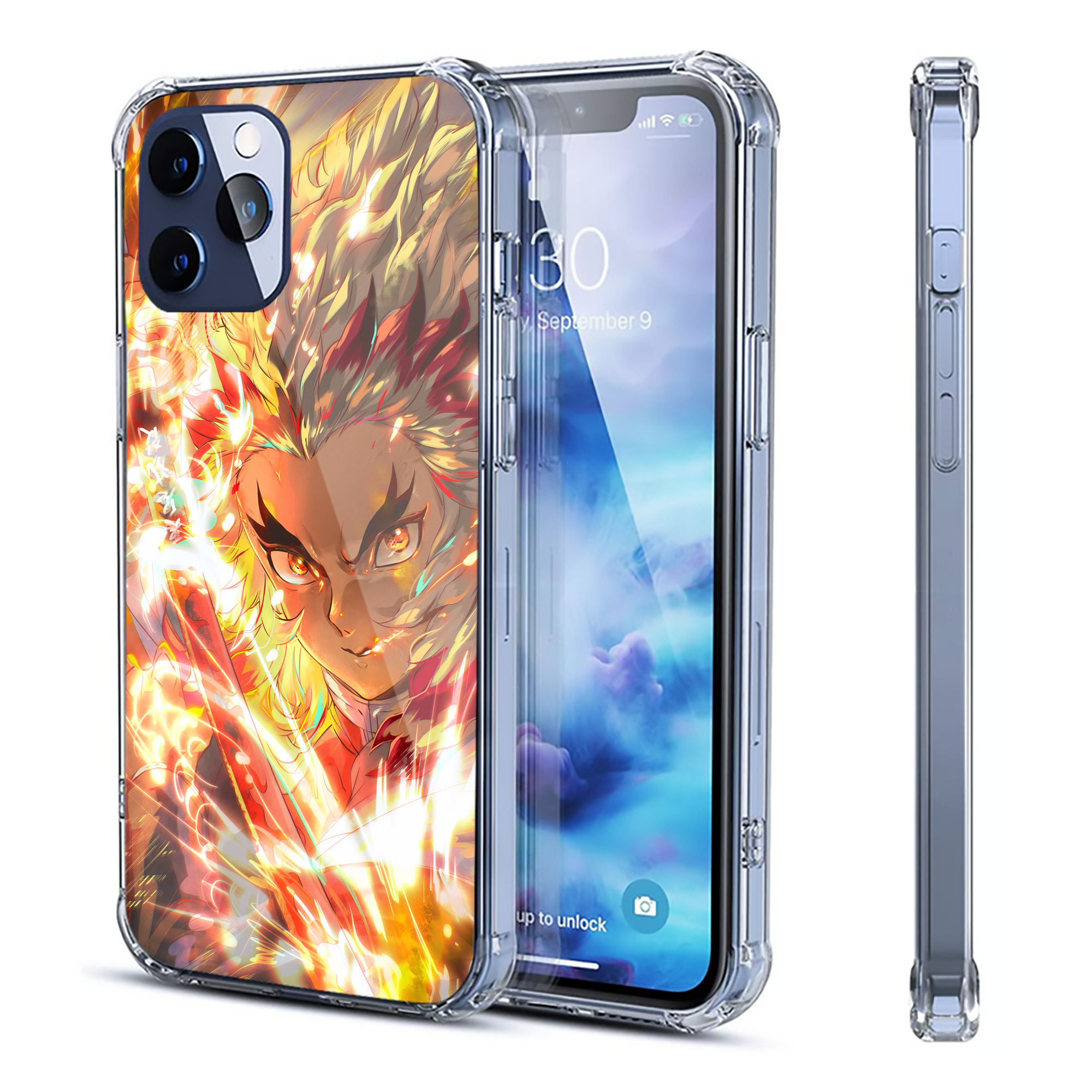 （画像用） 炎柱-煉󠄁獄 杏寿郎／れんごく きょうじゅろう Rengoku Kyoujurou 【iPhone 12シリーズ対応】透明スマホケース（クリアソフトケース）